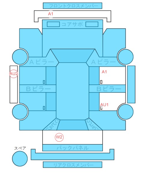 Body condition diagram (damage marks, Japanese labels)