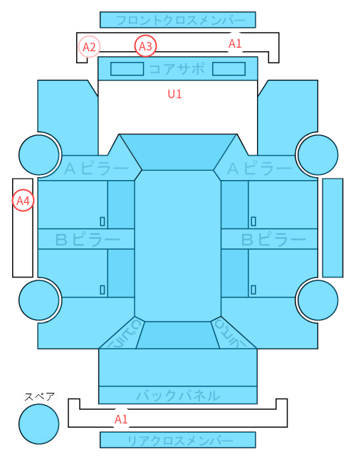 Body condition diagram (damage marks, Japanese labels)