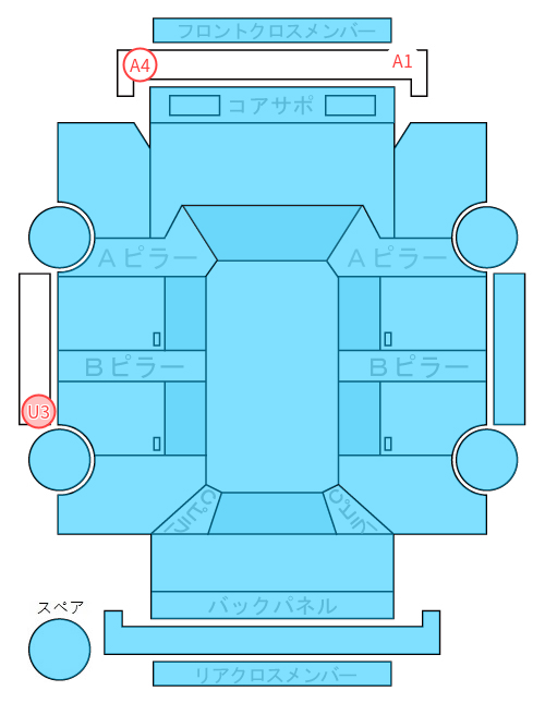 Body condition diagram (damage marks, Japanese labels)