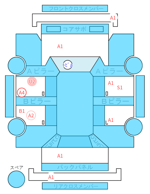 Body condition diagram (damage marks, Japanese labels)