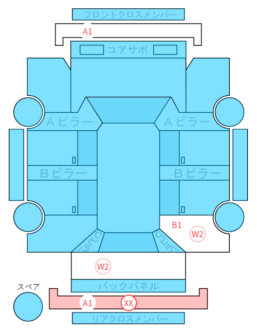 Body condition diagram (damage marks, Japanese labels)