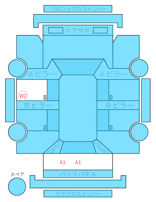 Body condition diagram (damage marks, Japanese labels)