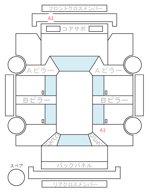 Body condition diagram (damage marks, Japanese labels)
