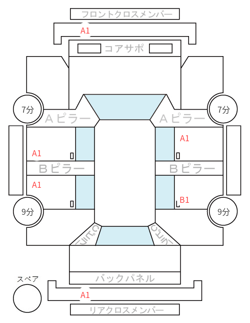 Body condition diagram (damage marks, Japanese labels)