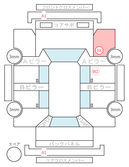 Body condition diagram (damage marks, Japanese labels)