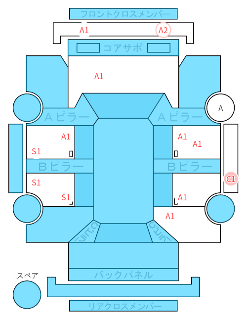 Body condition diagram (damage marks, Japanese labels)