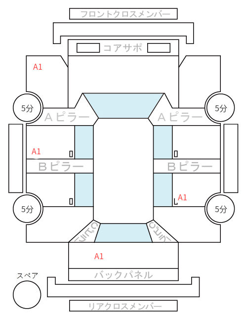Body condition diagram (damage marks, Japanese labels)