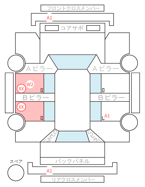 Body condition diagram (damage marks, Japanese labels)