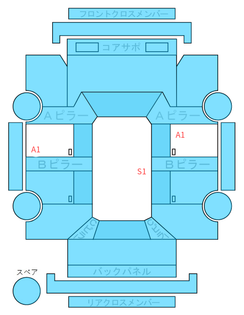Body condition diagram (damage marks, Japanese labels)