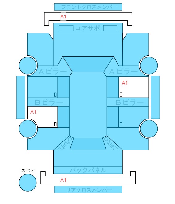 Body condition diagram (damage marks, Japanese labels)