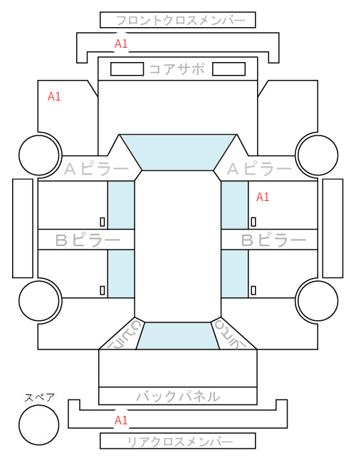 Body condition diagram (damage marks, Japanese labels)