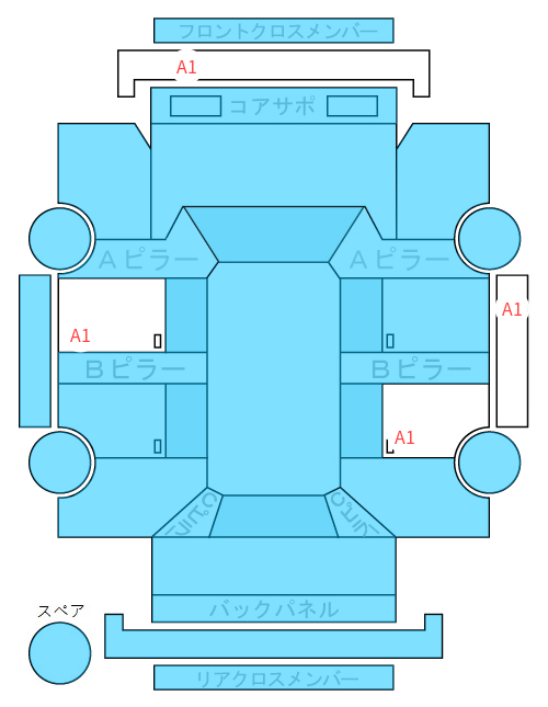 Body condition diagram (damage marks, Japanese labels)