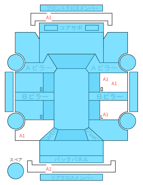 Body condition diagram (damage marks, Japanese labels)