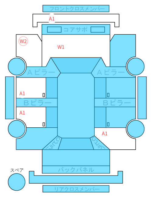 Body condition diagram (damage marks, Japanese labels)