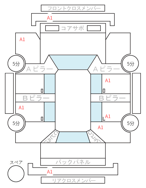 Body condition diagram (damage marks, Japanese labels)