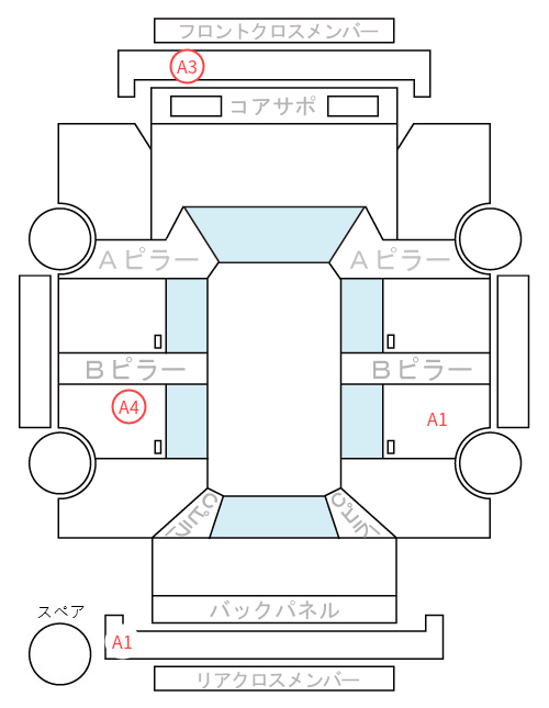 Body condition diagram (damage marks, Japanese labels)