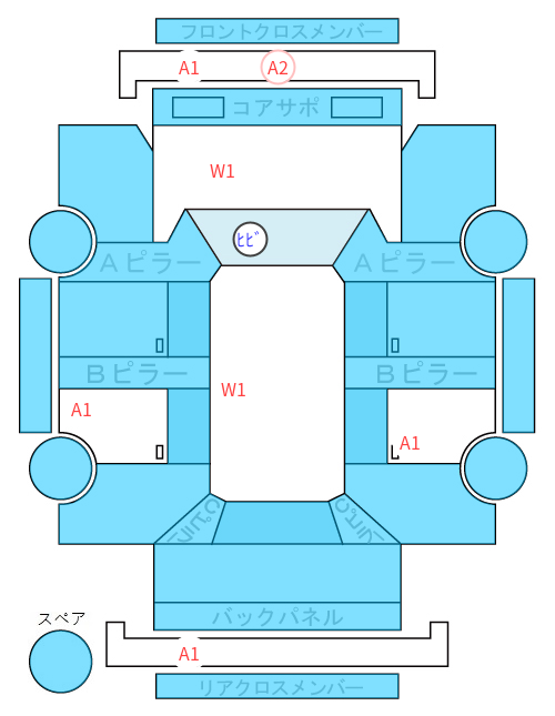 Body condition diagram (damage marks, Japanese labels)
