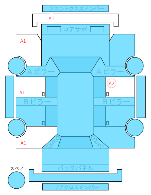Body condition diagram (damage marks, Japanese labels)