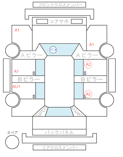 Body condition diagram (damage marks, Japanese labels)
