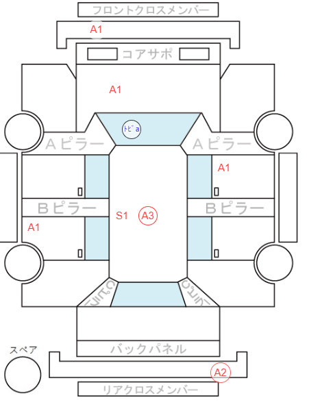 Body condition diagram (damage marks, Japanese labels)