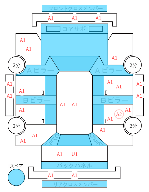 Body condition diagram (damage marks, Japanese labels)