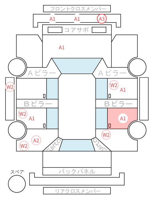 Body condition diagram (damage marks, Japanese labels)