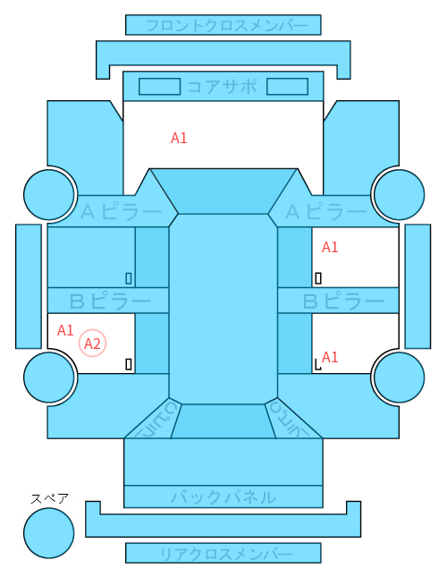 Body condition diagram (damage marks, Japanese labels)