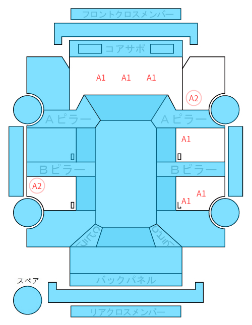 Body condition diagram (damage marks, Japanese labels)