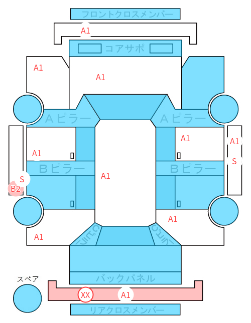 Body condition diagram (damage marks, Japanese labels)