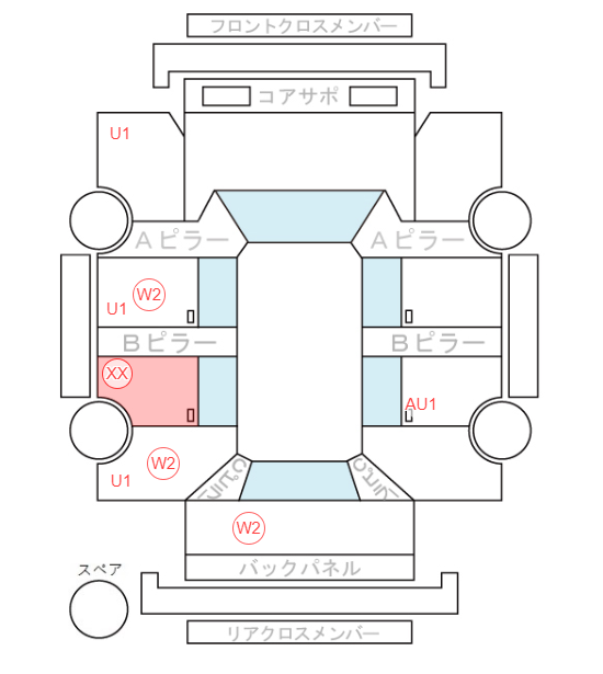 Body condition diagram (damage marks, Japanese labels)