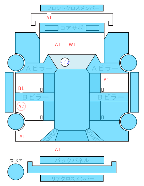 Body condition diagram (damage marks, Japanese labels)