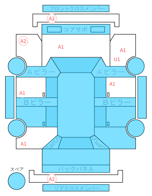 Body condition diagram (damage marks, Japanese labels)