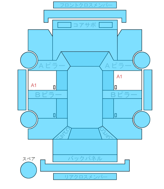Body condition diagram (damage marks, Japanese labels)