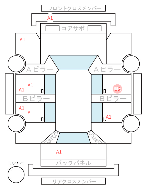Body condition diagram (damage marks, Japanese labels)