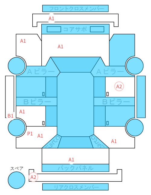 Body condition diagram (damage marks, Japanese labels)