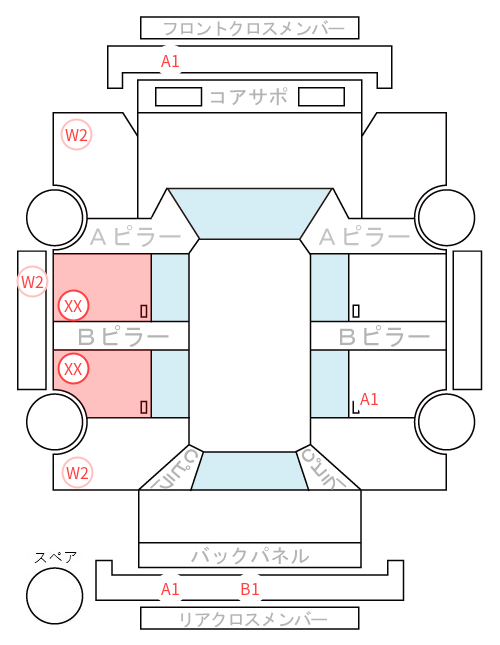 Body condition diagram (damage marks, Japanese labels)