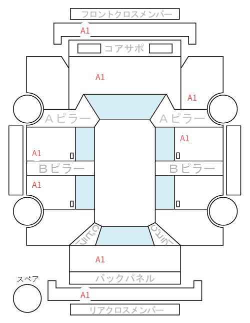 Body condition diagram (damage marks, Japanese labels)