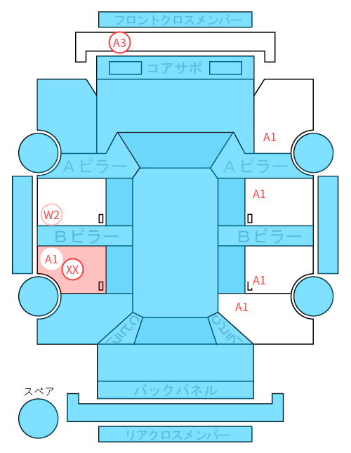 Body condition diagram (damage marks, Japanese labels)