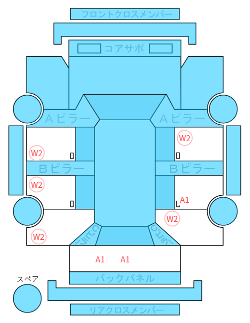 Body condition diagram (damage marks, Japanese labels)