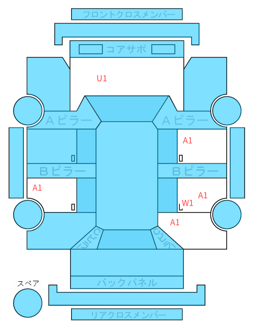 Body condition diagram (damage marks, Japanese labels)