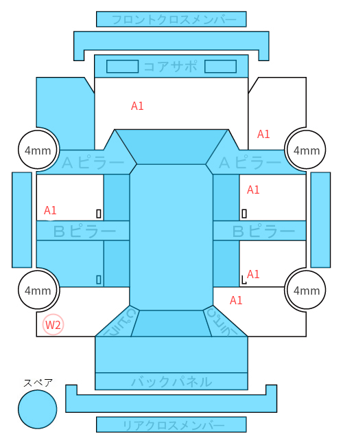 Body condition diagram (damage marks, Japanese labels)