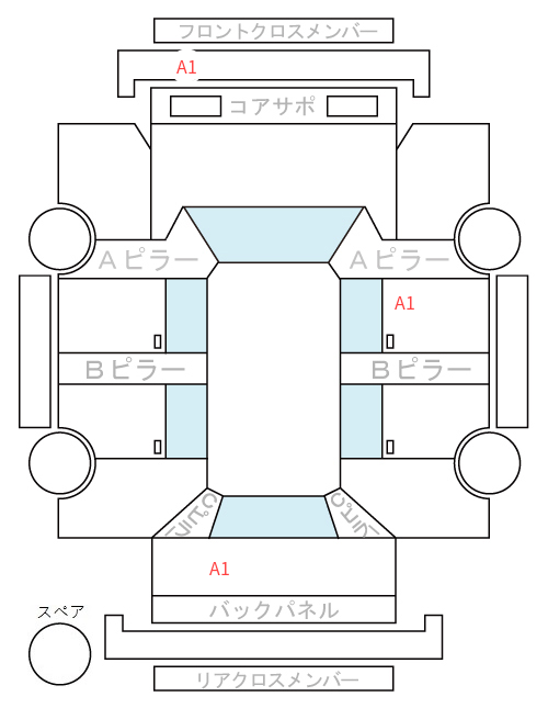 Body condition diagram (damage marks, Japanese labels)