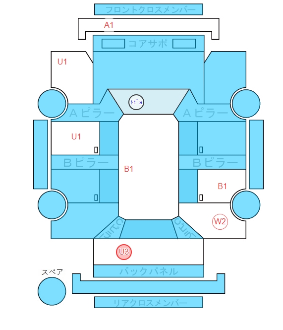 Body condition diagram (damage marks, Japanese labels)