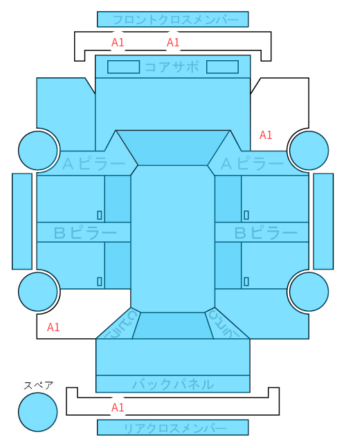 Body condition diagram (damage marks, Japanese labels)