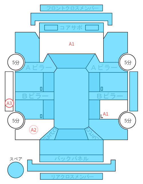 Body condition diagram (damage marks, Japanese labels)