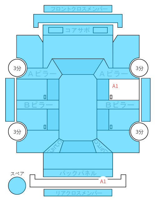 Body condition diagram (damage marks, Japanese labels)