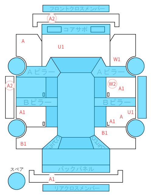 Body condition diagram (damage marks, Japanese labels)