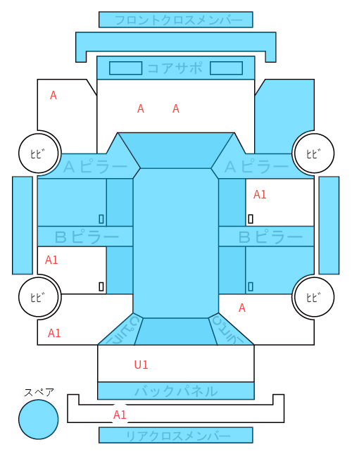 Body condition diagram (damage marks, Japanese labels)