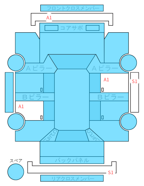 Body condition diagram (damage marks, Japanese labels)