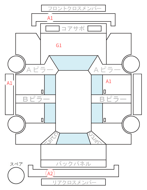 Body condition diagram (damage marks, Japanese labels)